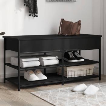 Banco Zapatero Urma 2 Estantes Negro 50x100x42,5 cm Madera Multicapa