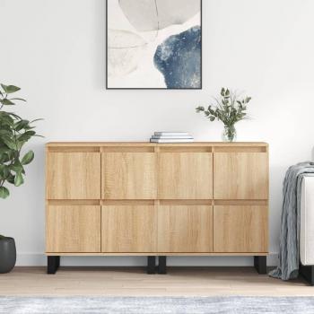 Aparador de Madera Contrachapada Multicapa Color Roble Sonoma 2 Piezas