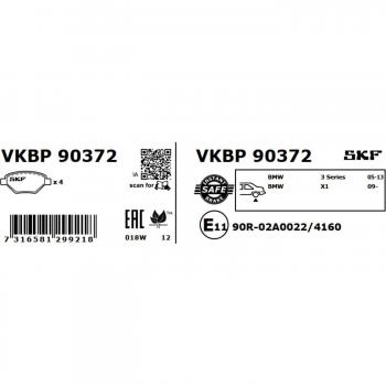 Pastillas de freno SKF VKBP 90372 - Juego de pastillas de freno, alta calidad, diseño específico para vehículos, excelente rendimiento en frenado, resistencia al desgaste, fácil instalación