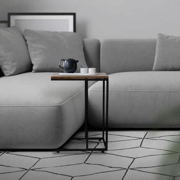 Mesa Auxiliar C-Forma de Metal y Madera Vintage 45 x 25 x 64 cm - Diseño Industrial para Salón o Dormitorio