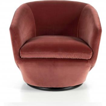 Sillón giratorio tapizado terciopelo melocotón ANGEL CERDÁ 5041C, Gris, Tela, 78 x 78 x 70 cm