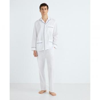 Pijama hombre Emidio Tucci tela tono liso con acabado silky finish y piping