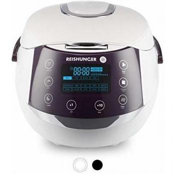 Reishunger Olla Arrocera Programable y Vaporera hasta 8 Personas – Hervidor de Arroz con 12 Programas - Con Pantalla LED y Función Automática de Mantenimiento del Calor