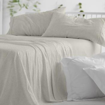 Juego de sábanas Burrito Blanco 047 geométrico salvia y arena, incluye sábana encimera, bajera y fundas de almohada, 50% algodón - 50% poliéster, disponible en tamaños de