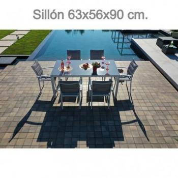 Sillón de jardín acolchado de aluminio y textilene Manaos
