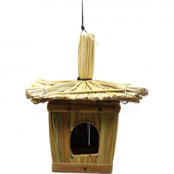 Caja para Pájaros Pequeña Cuadrada de Hierba Marina - Marrón 18x13cm