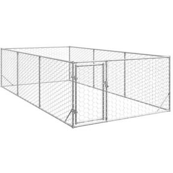 Galvanised Steel Outdoor Dog Kennel with Door 2x4x1 m