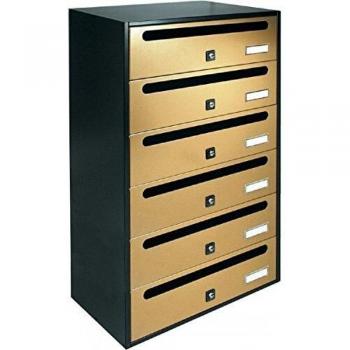 Buzón Alubox Cubo Horizontal de 6 Plazas Dorado 38.5x25x63 cm