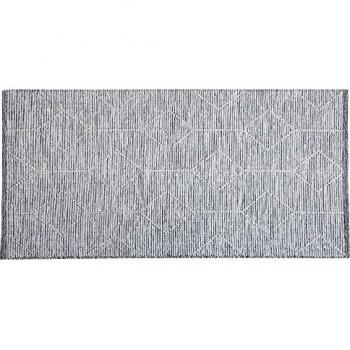 Alfombra Geométrica Gris con Beige de Lana y Algodón 80 x 150 cm Tejida a Mano Flatweave