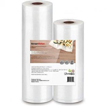Bonsenkitchen Rollos al Vacio para Envasadora al Vacío, 2 Rollos 20x600cm + 28x600cm Bolsas de Vacio Gofradas para Conservación de Alimentos y Sous Vide Cocina & Boilable,BPA Free - VB8904