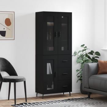 Alacena aparador alto de madera multicapa contrachapada negro 69,5x34x180 cm