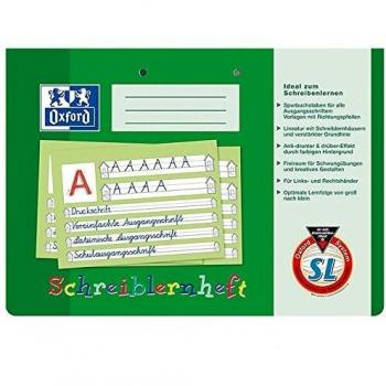 Cuaderno de escritura Oxford A4 horizontal, 16 hojas, Lineatura SL, para diestros y zurdos, tapa verde