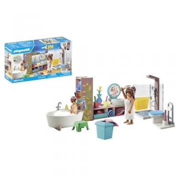 Playmobil myLife 71611 Baño, incluye dos figuras y numerosos accesorios, hechos de más del 80% de materiales reciclados y de base biológica, juguetes para niños y niñas a partir de 4 años