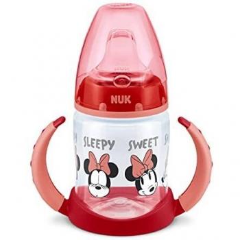 NUK First Choice+ Biberón Entrena taza para sorber | 6-18 meses | Boquilla de silicona a prueba de fugas | Válvula anticólico | Sin BPA | 150 ml | Disney Minnie Mouse