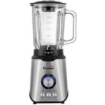 Comelec Batidora de Vaso, superpotente 1250W, 1,5 L, 3 velocidades, Vaso Cristal Graduado