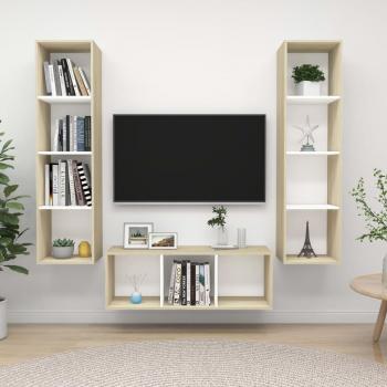 vidaXL Juego de muebles de salón 3 piezas madera de ingeniería