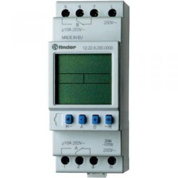Finder Temporizador Digital de Carril DIN, 2 Canales, 16A, 230V AC, Interruptor Horario Semanal
