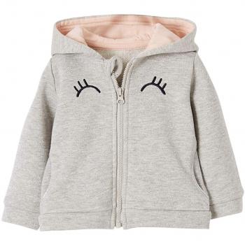 VERTBAUDET Sudadera irisada de Deporte bebé niña con Cremallera Gris Medio Jaspeado 3-6 Meses, 67CM
