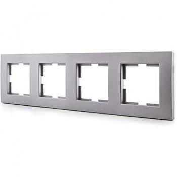 Greenice | Marco Panasonic Novella 4 Elementos Horizontal-Vertical, Tecnopolímero, Plata