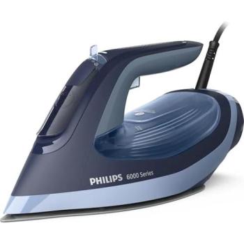 Plancha a Vapor Philips Serie 6000, 2600W, Suela SteamGlide Plus, 300ml de Capacidad, Doble Función Vertical y Horizontal