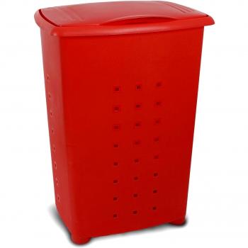 Cesto para Ropa Sucia de Polipropileno color rojo con Tapa marca Tatay Millenium, 60 litros (43x35,5x64 cm)
