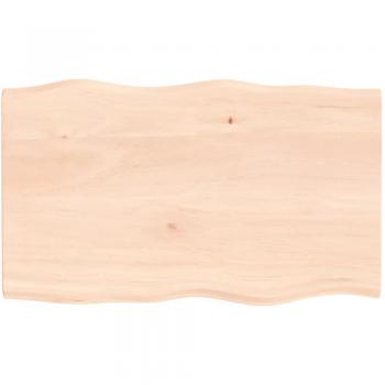 Tapa para mesa de madera maciza de roble sin tratar, borde natural, dimensiones 100x60x2 cm, color marrón