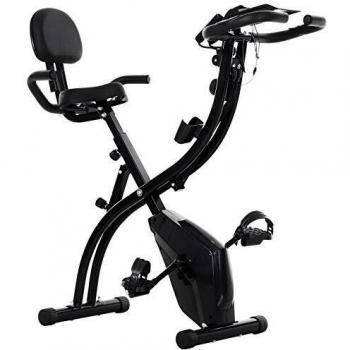 HOMCOM Bicicleta Estática Plegable con Altura y Resistencia Magnética Ajustables con Pantalla LCD y Asiento con Respaldo 52x107x110 cm Negro