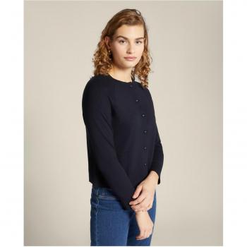 Cárdigan de mujer de cuello redondo con bolsillos
