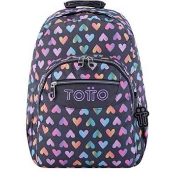 TOTTO Mochila escolar adaptable a carro corazones de colores - Acuareles