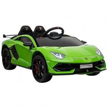 Coche Eléctrico para Niños Lamborghini SVJ 12V con Mando a Distancia, Música y Faros - Para 3-8 Años, Capacidad 25 kg, Dimensiones 123x66,5x