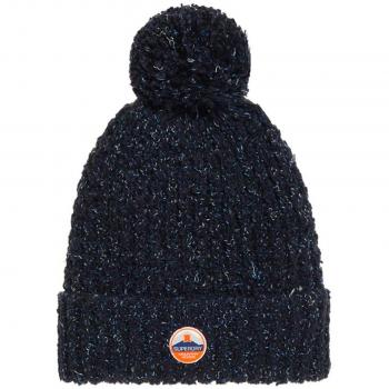 Superdry Clarrie Stitch Beanie, Gorro de Punto para Mujer, Azul