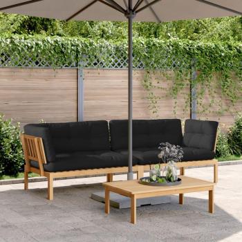 Acacia Wood Garden Corner Pallet Sofas Set with Cushions