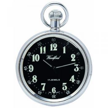 Woodford Unisex Mechanical Open-faced Stainless Steel Pocket Watch