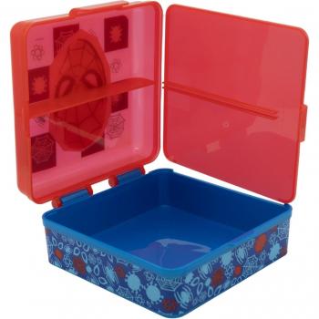 Sandwichera Cuadrada Múltiple Spiderman Midnight Flyer 14x13x6 cm - Roja