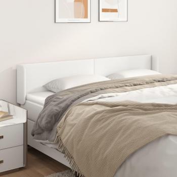 Cabecero de cuero sintético blanco 203x16x78/88 cm