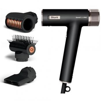 Secador de Pelo Shark SpeedStyle Pro HD731EU 1750W con Escudo del Cuero Cabelludo y 3 Accesorios, Negro