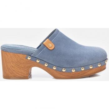 Zuecos de piel para mujer con tacón de 7cm
