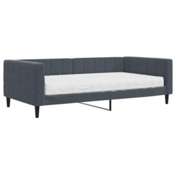 Sofá cama con colchón terciopelo gris oscuro 100x200 cm