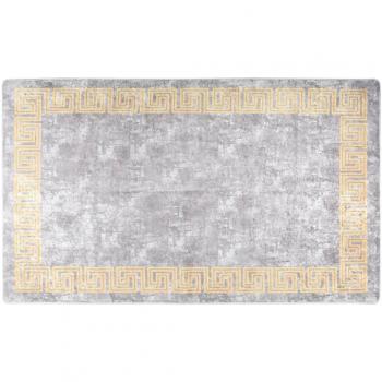 Alfombra lavable antideslizante gris y dorado 150x230 cm