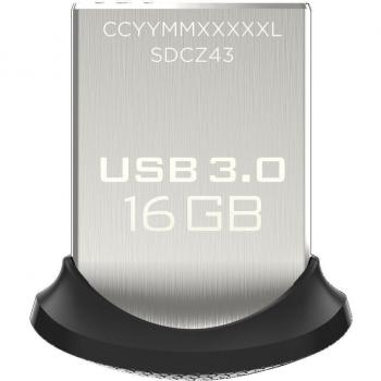 SanDisk Memoria flash USB 3.0 Ultra Fit de 16 GB, velocidad de lectura de hasta 130 MB/s