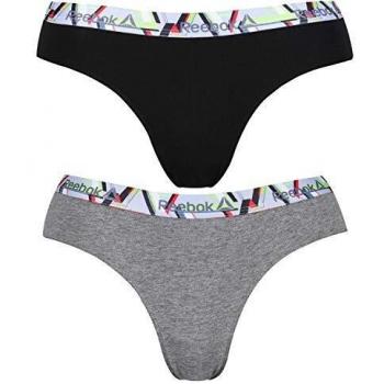 Reebok Talla M: Set 2 Womens Braguitas colección Payton - Gris y Negro - 95% algodón 5% Elastano