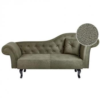 Chaiselongue Retro de Terciopelo Verde Oliva Acolchada con Cojín, Lado Derecho, Estilo Tradicional, Fácil de Limpiar y Apta para Mascotas