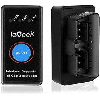 ieGeek OBD2 Bluetooth 4.0, Lector Sin Cables Versión Autodiagnóstico de Coche OBD2 Diagnosticos para iPhone Android iOS Windows Symbian Tablet Smartphone, Negro