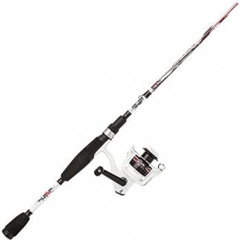 Combo de caña de pescar y carrete Abu Garcia Ike Dude para niños, pesca de depredador, 2,13 m, 5-20 g, unisex, blanco/rojo