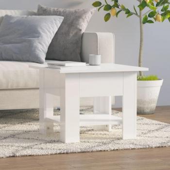 Mesa de centro blanca 55x55x42 cm de madera contrachapada brillo