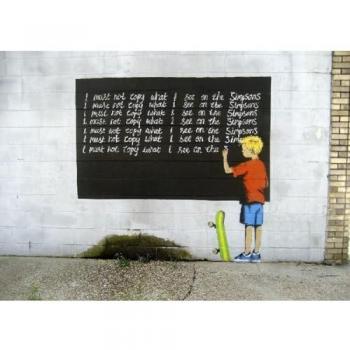 Impresión sobre Lienzo Banksy Simpson Multicolor, Poliéster y Madera, 100x3x70 cm