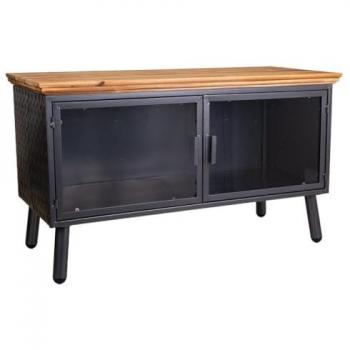 Mueble bajo de metal y madera negro 94x42x55h cm estilo industrial WANDERLUST DECO