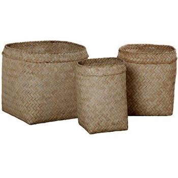 Supernova Decoracion_Set 3 Capazos Bambú Blanco_49x49x45+40x40x43+28x28x38