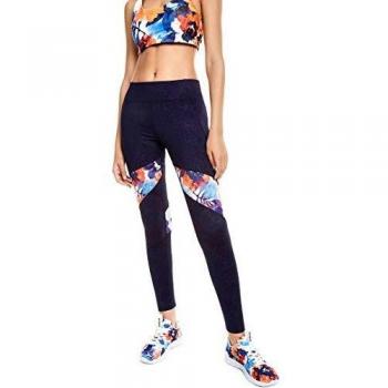 Desigual Leggings Tono a Tono para Mujer, Mujer, Leggings, 19SONK02, Azul, L