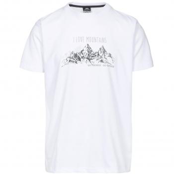 Trespass Hombres de la Pluma Camiseta con impresión en el Pecho, Hombre, Color Blanco, tamaño Medium